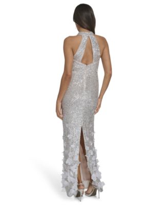 Women's Sequin 3D Floral Gown