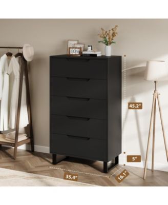 5 Dresser for Bedroom, 50 in Tall Dresser, Freestanding Vertical Drawer with Storage, Wooden Closet Chest Storage for Living Room.