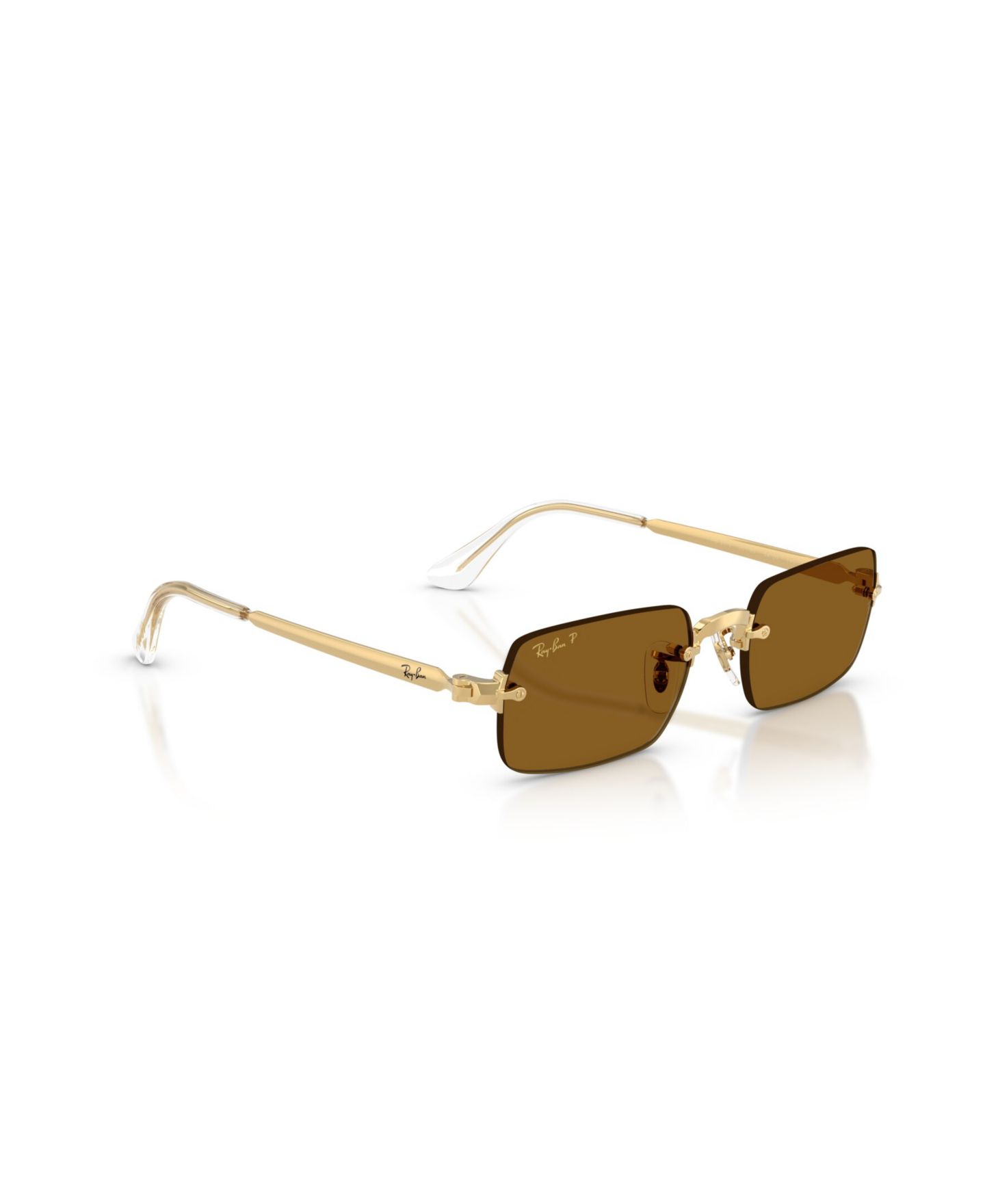 Солнцезащитные очки Ray-Ban Unisex Oval Polarized Sunglasses, RB3928, цвет: Золотой — фото 6
