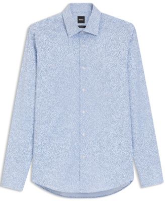 BOSS by Men's Printed Stretch Cotton Regular-Fit Dress Shirt