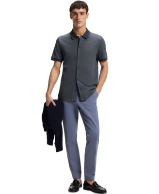 BOSS by Men's Bubble-Structure Cotton Regular-Fit Shirt