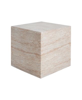 Outdoor/Indoor Square Travertine Lightweight Concrete Side Table