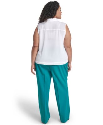 Plus Size Collared Neck Sleeveless Top