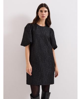 Women's Jacquard Round Neck Mini Dress