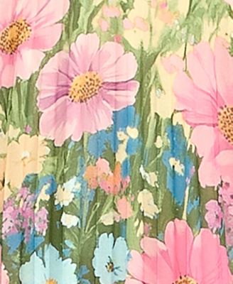 Juniors' V-Neck Floral Print Chiffon Dress