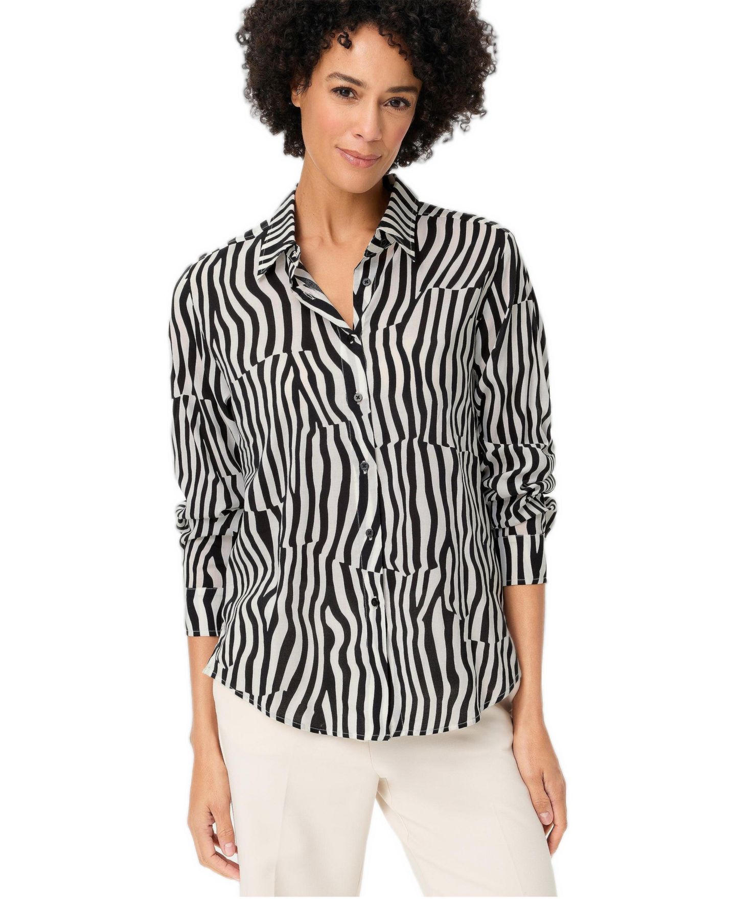 Женская рубашка Olsen Modern Zebra, цвет: Чёрный — фото 1