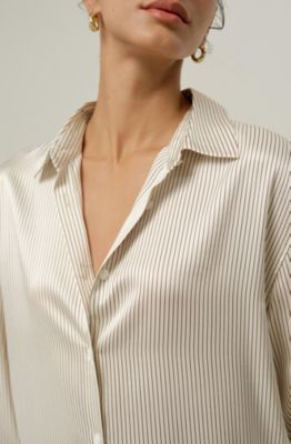 Women's Silk Charmeuse Pinstripe Shirt