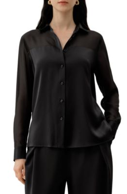 Women's Button Down Silk Organza Shirt