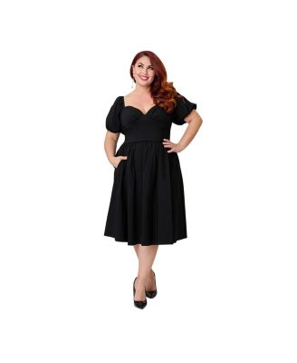 Women's Plus Size Sweetheart Puff Sleeve Swing Dress