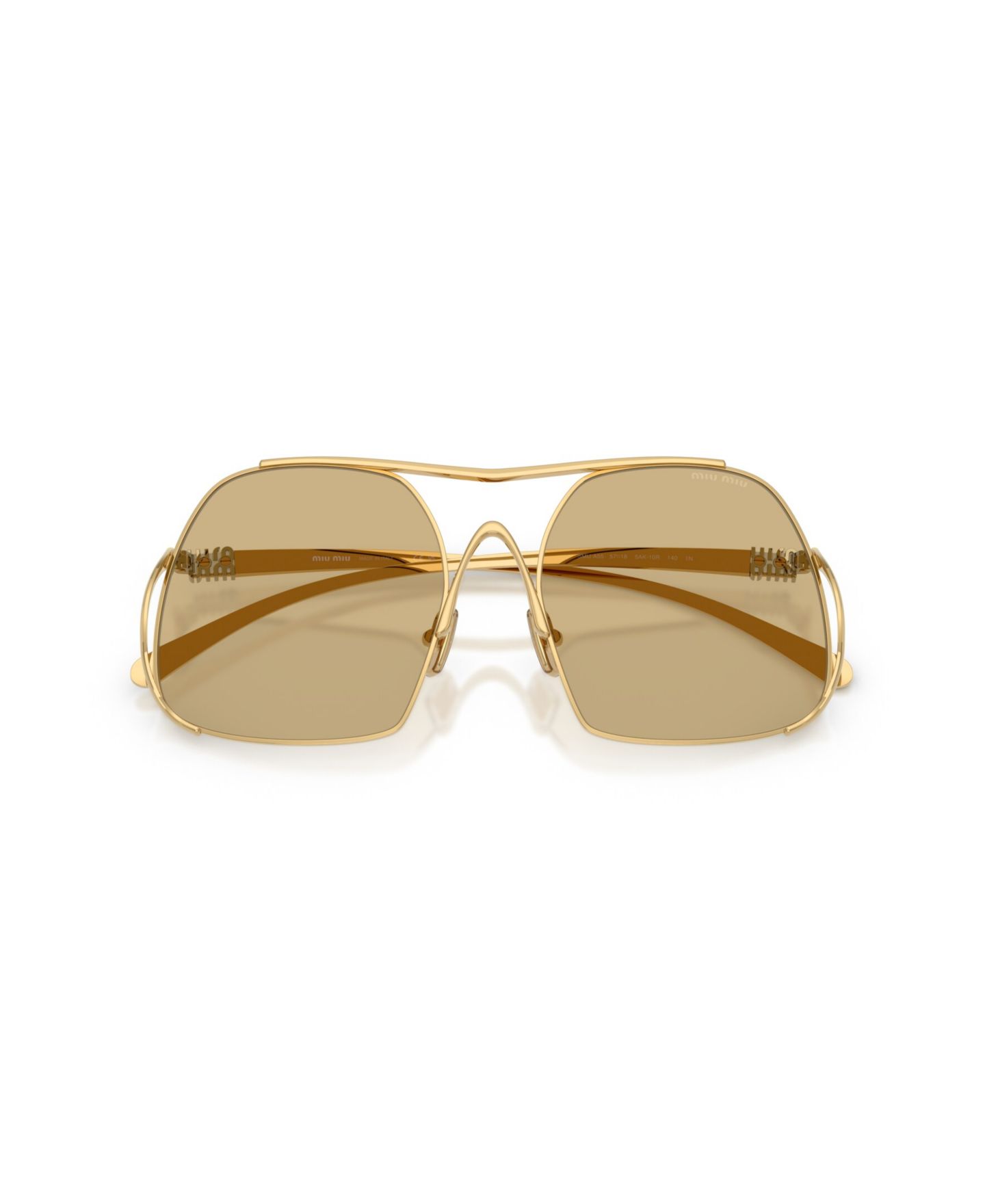 Женские солнцезащитные очки MIU MIU Square Sunglasses, MU A55S, цвет: Золотой — фото 5