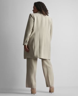 Plus Size Notch Collar Buttoned Jacket