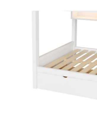Full XL over Full XL Bunk Bed with Storage, LED, 2 Drawers