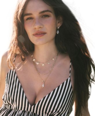 Adriana Scallop Frame Multi Strand 14k Gold Over Brass Necklace