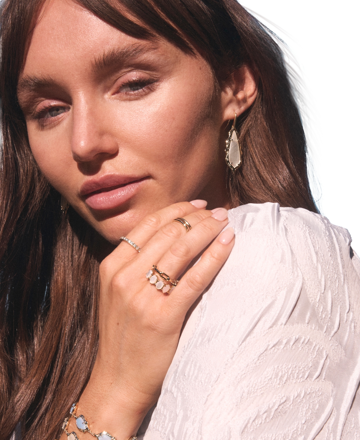 Kendra Scott Imitation Pearl and 14k Gold Over Brass Adriana Scallop Frame Chain Bracelet