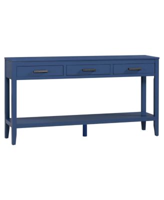 59.1" Farmhouse Console Table with 3 Drawers & Bottom Shelf