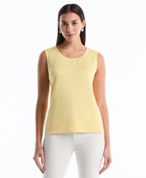 Petite Ottoman Knit Sleeveless Top - Pale Banana