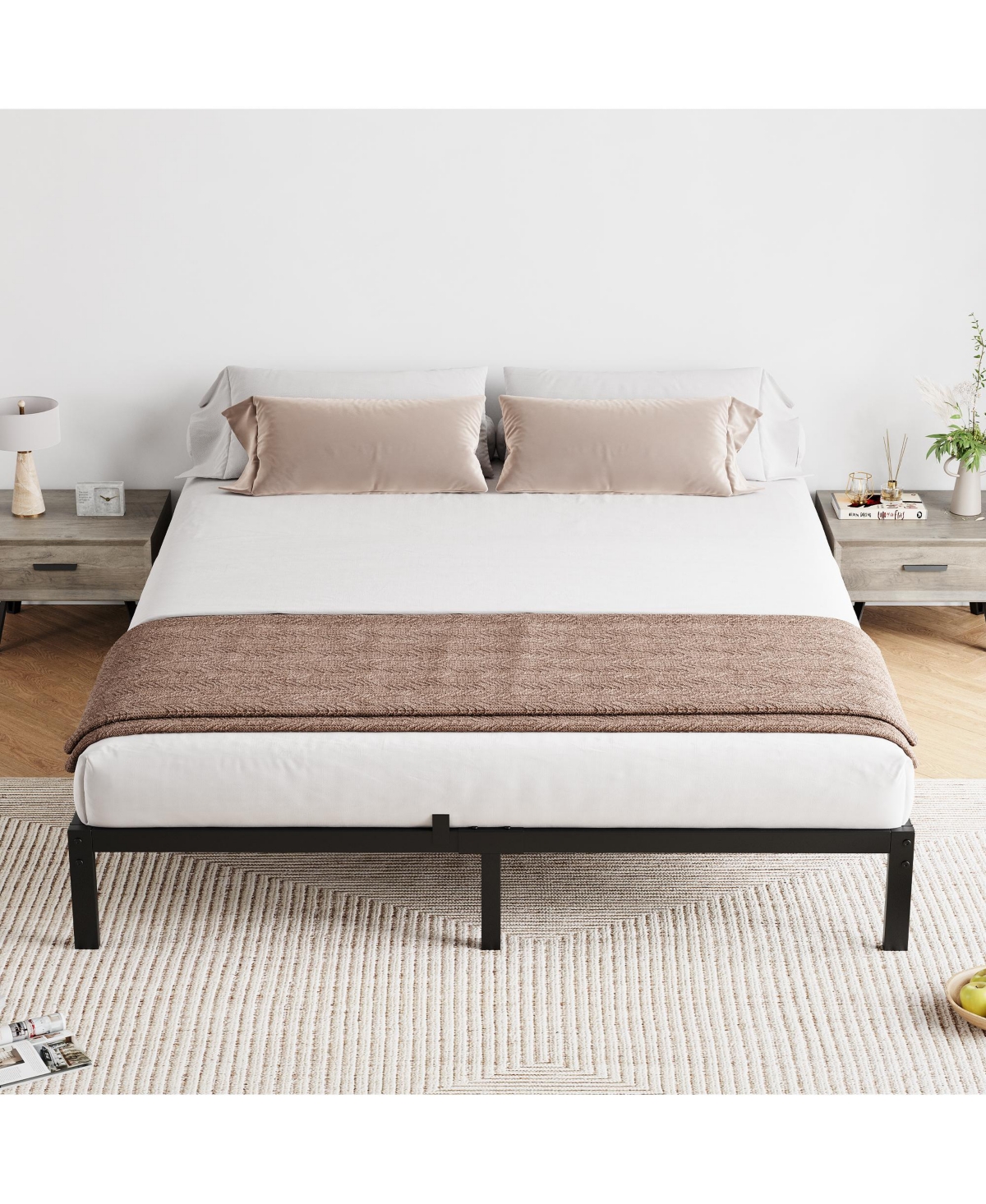 gaomon Inch Bed Frame Metal Platform, Bed Frame with Ample Storage, No Box Spring Needed and Steel Slat Support
