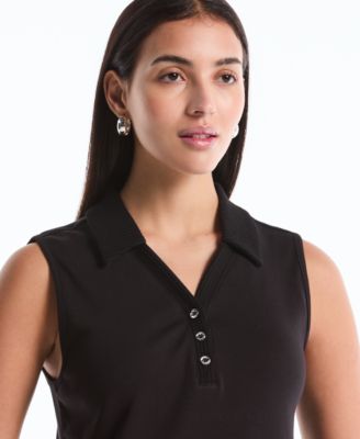 Petite Sleeveless Polo Top