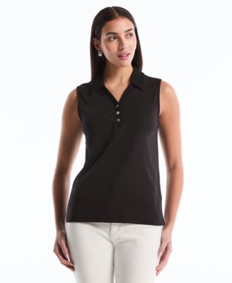 Petite Sleeveless Polo Top