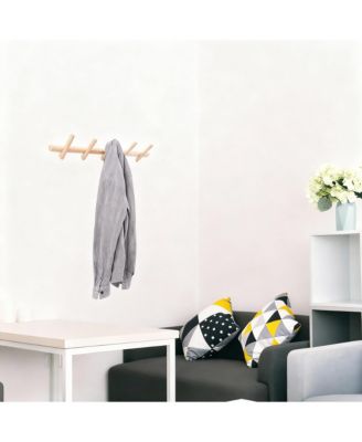 Beech Wood Wall Hooks for Coats, Hats, Scarves - Durable, Easy Install