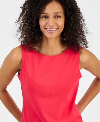 Women's Cotton Boat-Neck Sleeveless Top