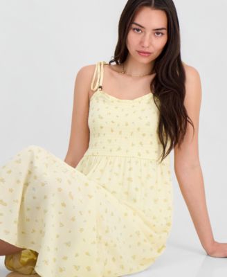 Juniors' Ditsy Floral Smocked Maxi Dress