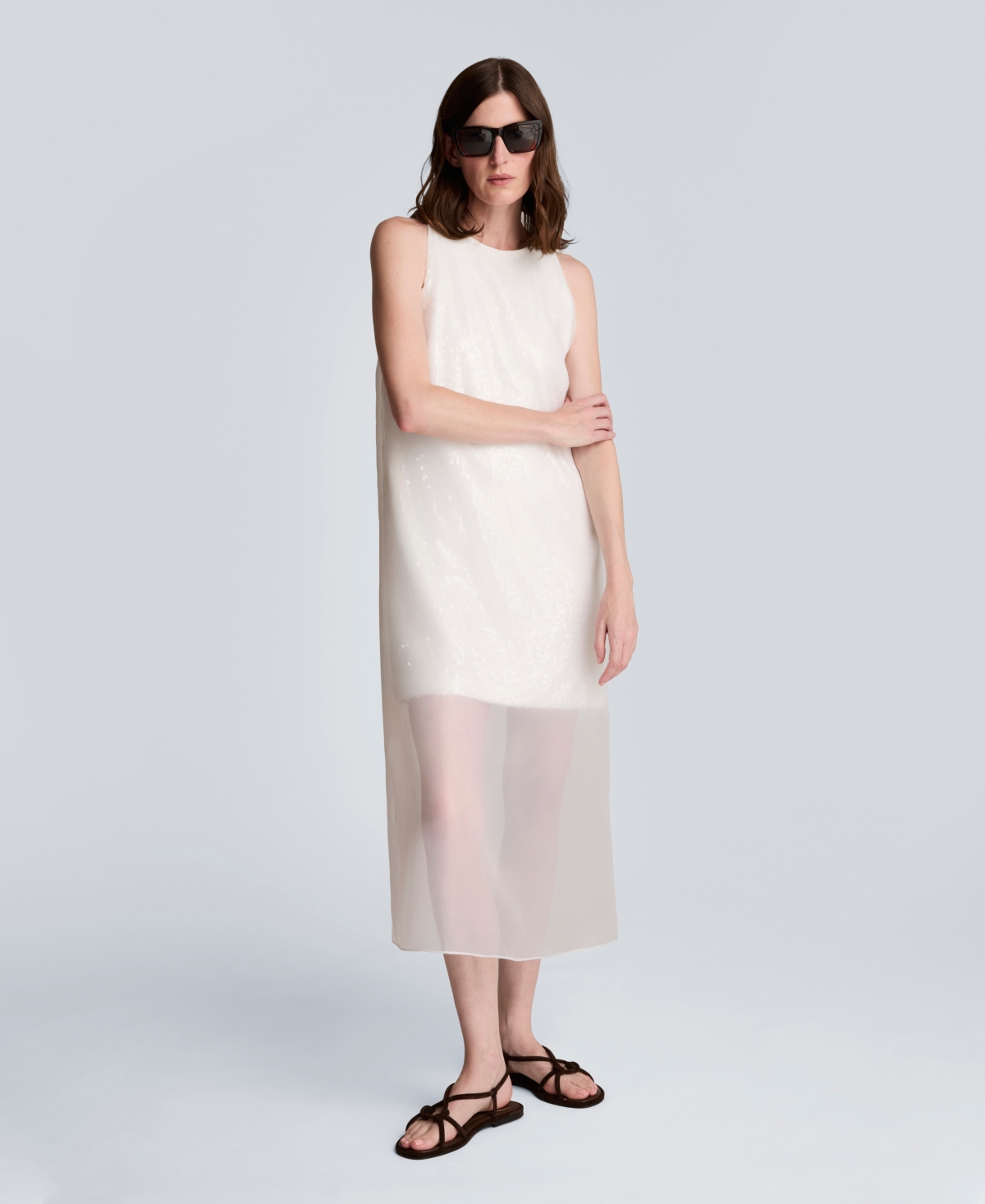 Kenneth Cole Women's Crewneck Sheer Overlay Dress