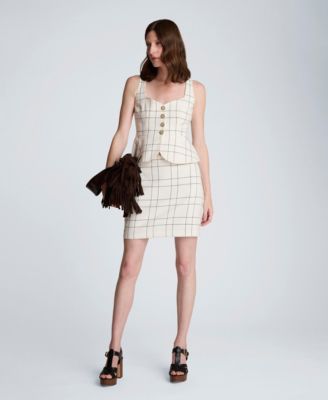 Women's Windowpane Plaid Peplum Vest