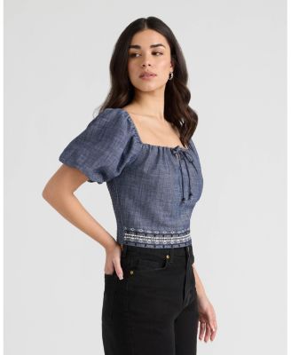 Women's Embroidered Balloon Sleeve Top