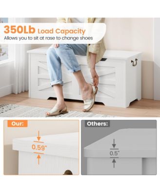 39.4-Inch Wooden Toy Chest & Storage Bench, Safety Hinge for Kids  Room