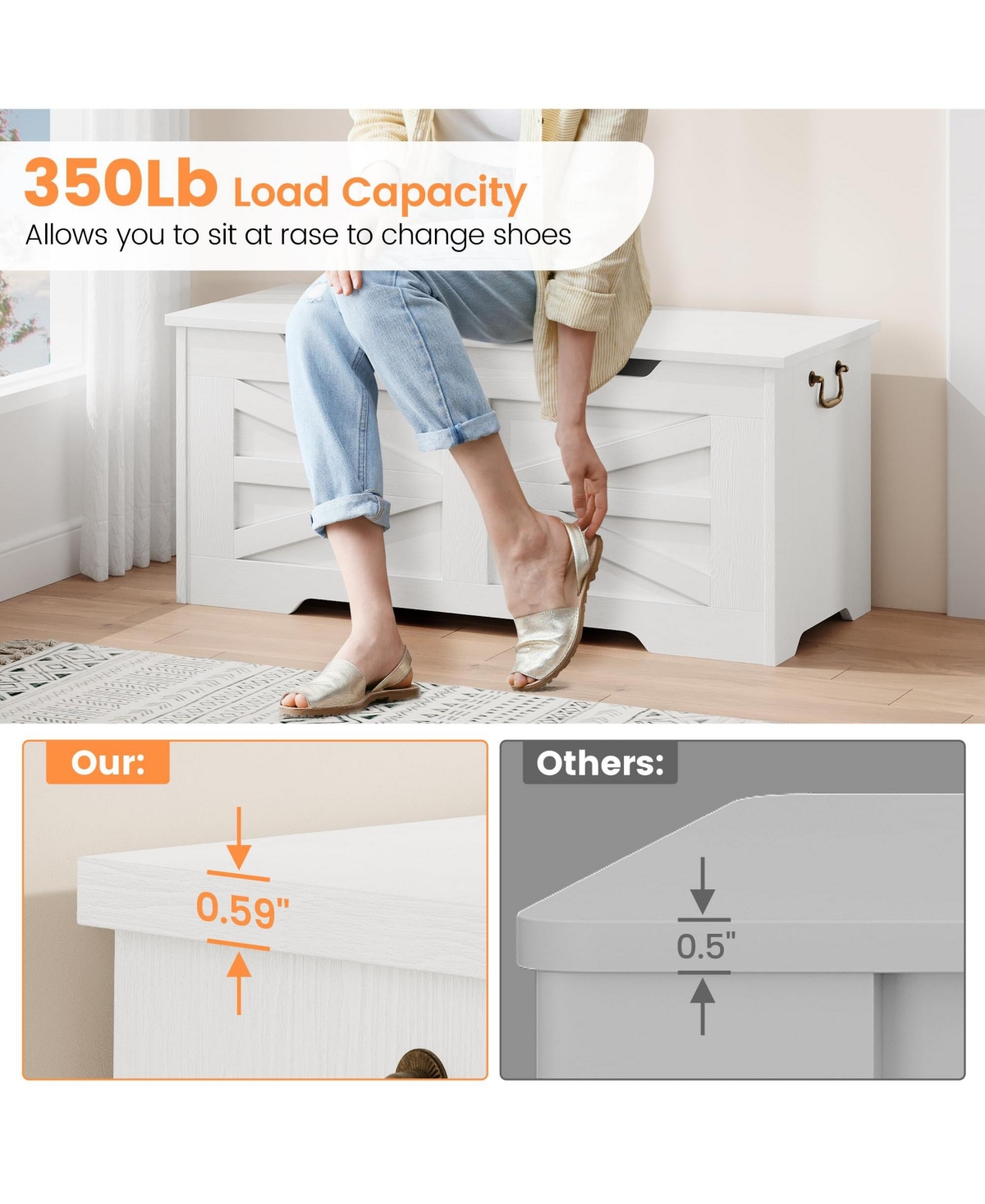 gaomon 39.4-Inch Wooden Toy Chest & Storage Bench