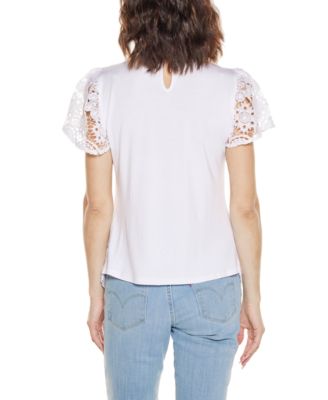 Women's Lace Front Mock Neck Top