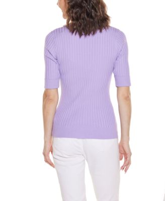 Women's Collared Quarter Zip Ribbed Knit Sweater