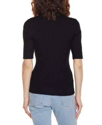 Women's Collared Quarter Zip Ribbed Knit Sweater