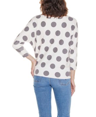 Women's Boat Neck Dot Pattern Sweater