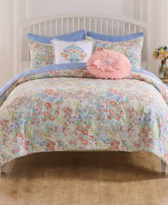 Alice Pastel Floral 3-Pc. Quilt Set, Full/Queen