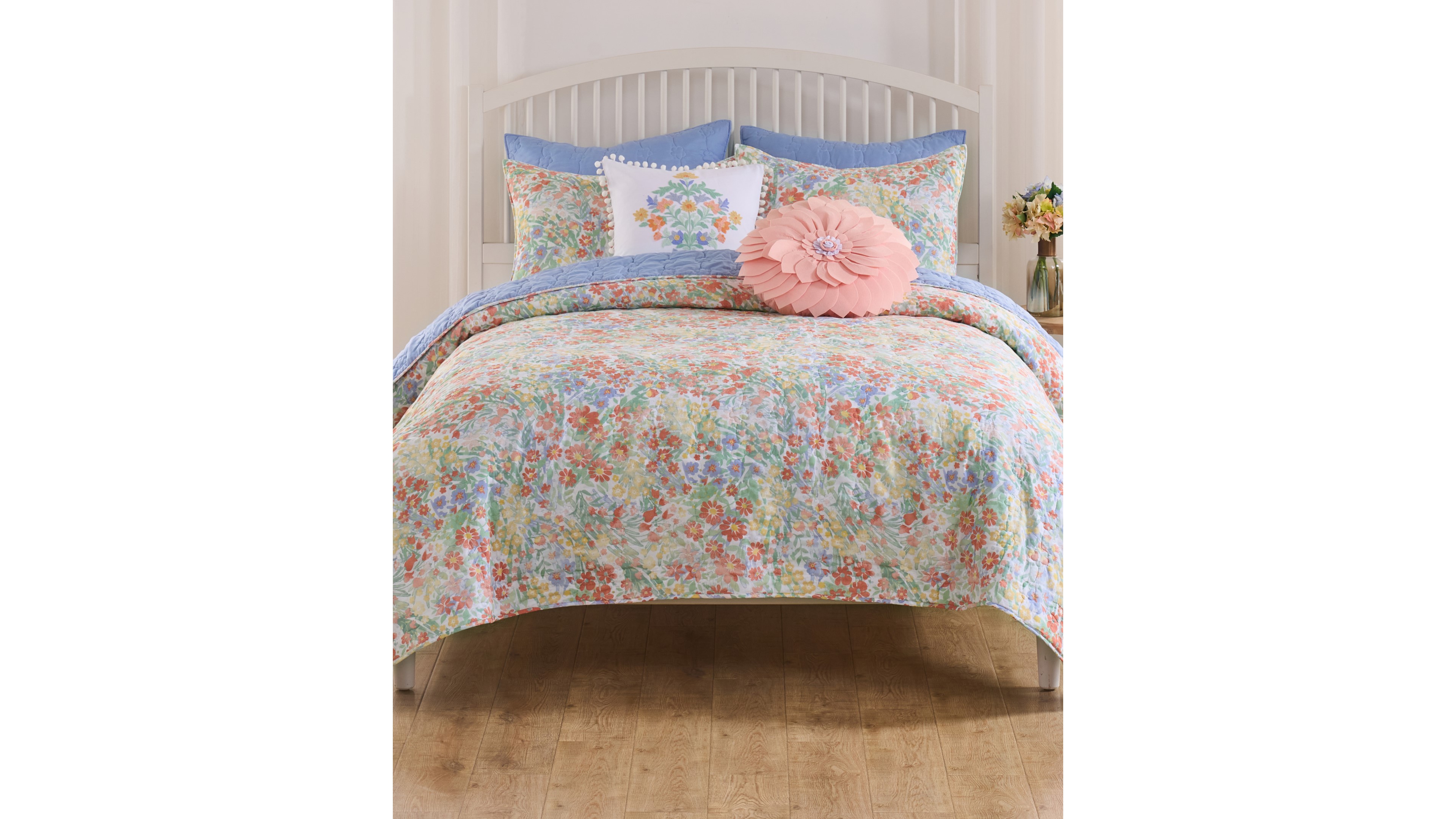Greenland Home Fashions Alice Pastel Floral 3-Pc. Quilt Set, Full/Queen