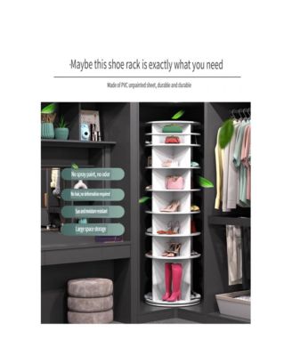 8 Tier Rotating Shoe Rack Tower, Vertical Display Stand Round Carousel, Shoe Storage Organizer for Entryway