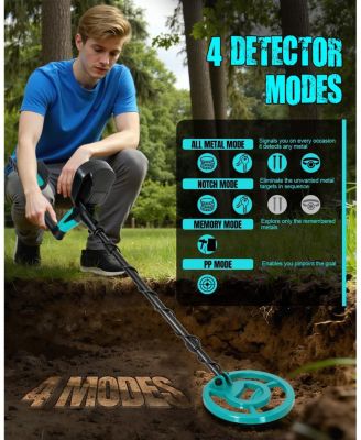Metal Detector for Adults Waterproof, High-Accuracy Pinpointer Set, 4 Mode, 9" Coil, Backlight LCD, All Metal/Disc Modes for Junior & Youth