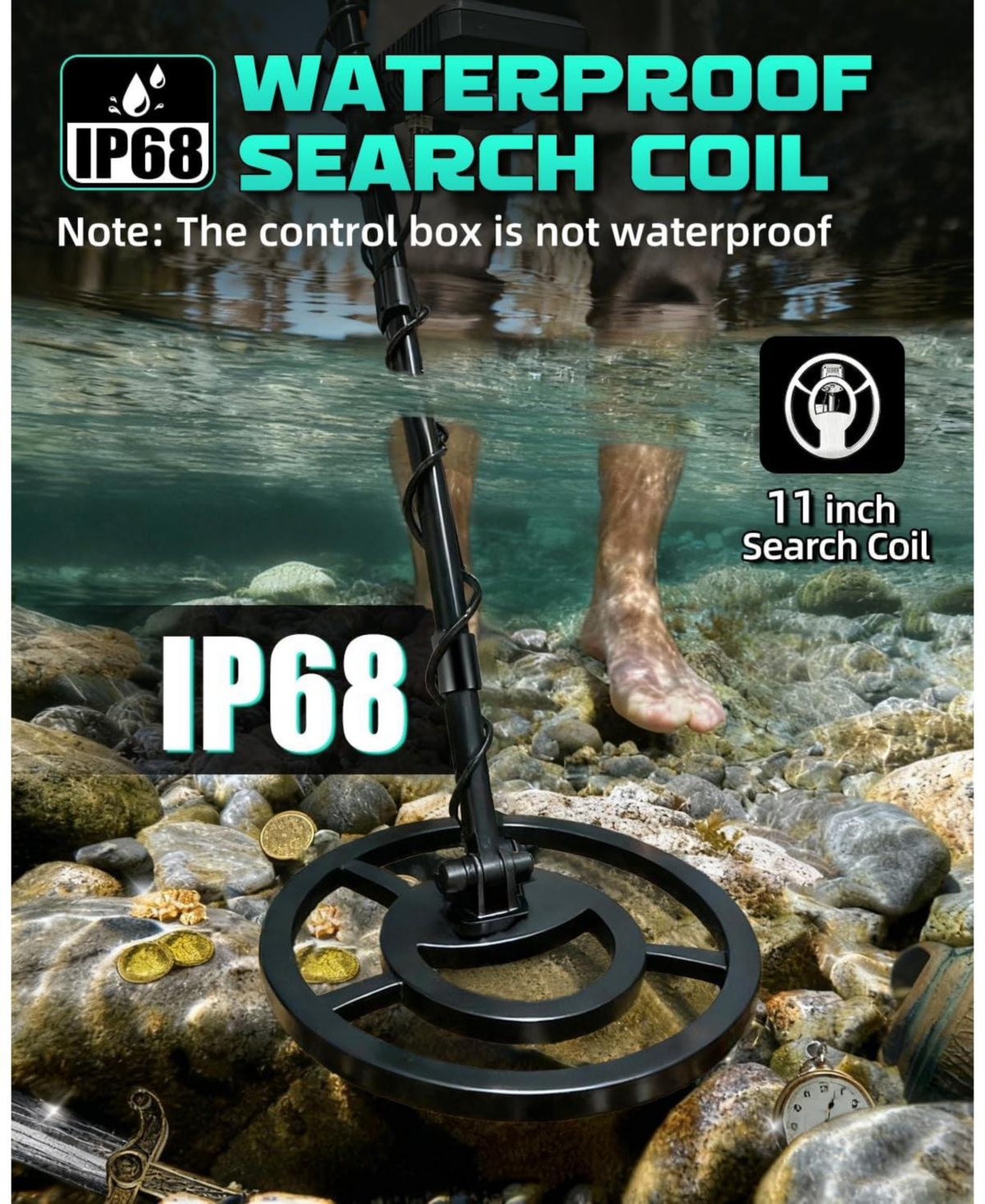 Joyaire Professional Metal Detector for Adults, Waterproof Gold Finder with Dsp Chip, 6 Modes, 11" Coil & Backlit Lcd for Beach and Field