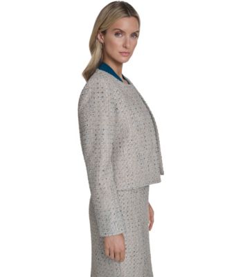 Petite Collarless Open Front Jacket