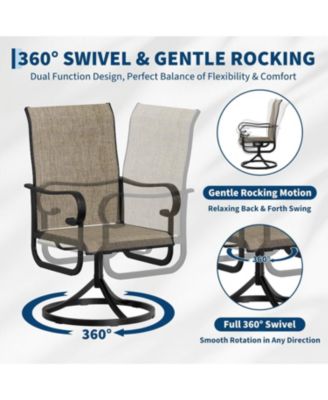 Patio 360°Swivel Chairs Set of 2，Outdoor Rocking Dining Chairs with All-Weather Textilene Fabric, Deck Rocker Seat with High Back for Backyard