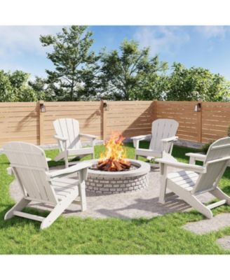 Modern HDPE Plastic Adirondack Chair Set of 4 - Oversize 380 LB Poly Lumber Weather Resistant Firepit Chair - Outdoor Patio Chairs