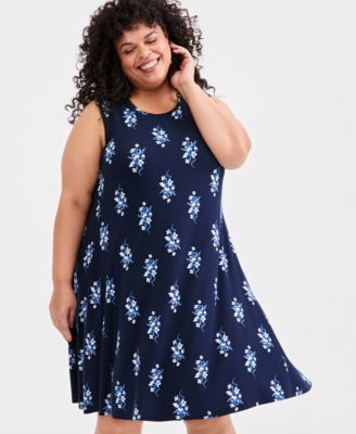 Plus Size Printed Flip-Flop Dress