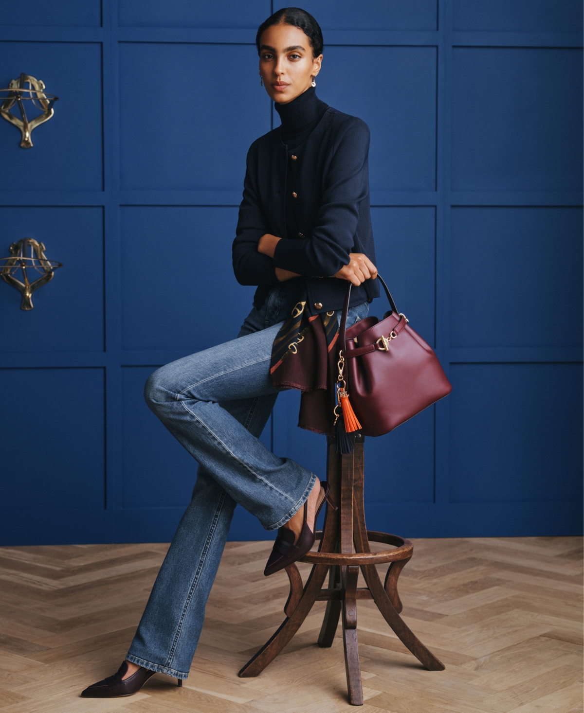 Lauren Ralph Women's Londyn Sheep-Suede Kiltie Ballet Flats