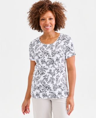 Women's Printed Short-Sleeve Scoop-Neck Top