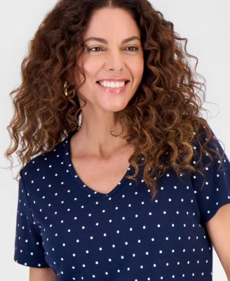 Women's Printed Short-Sleeve V-Neck Top