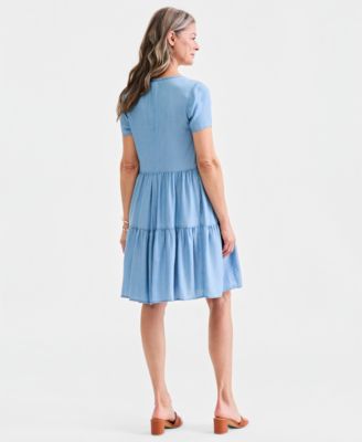 Women's Chambray Tiered Dress