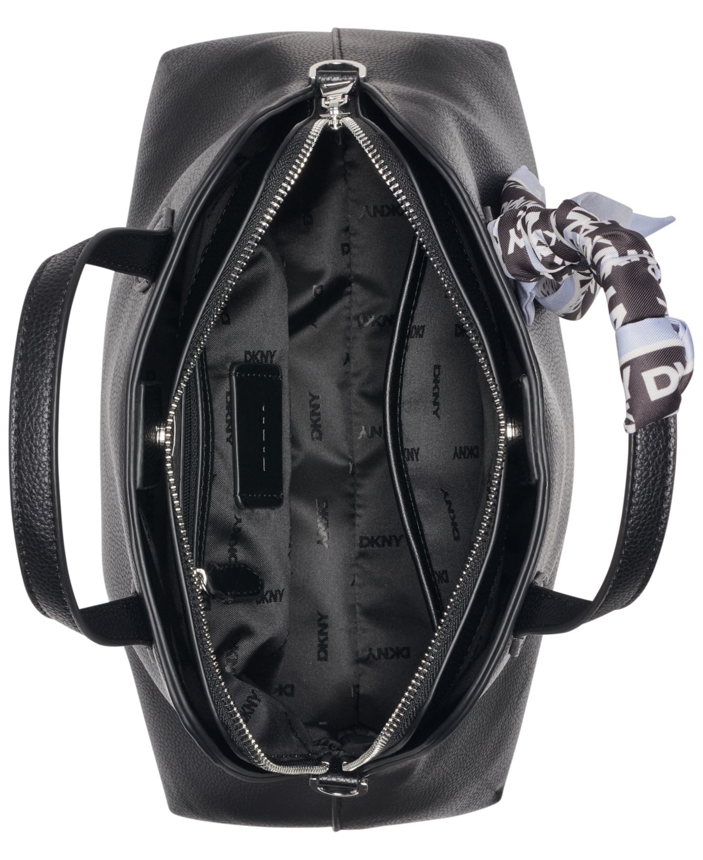 Женская сумка DKNY Lilah Small Satchel Crossbody, цвет: Чёрный / Серебряный — фото 4