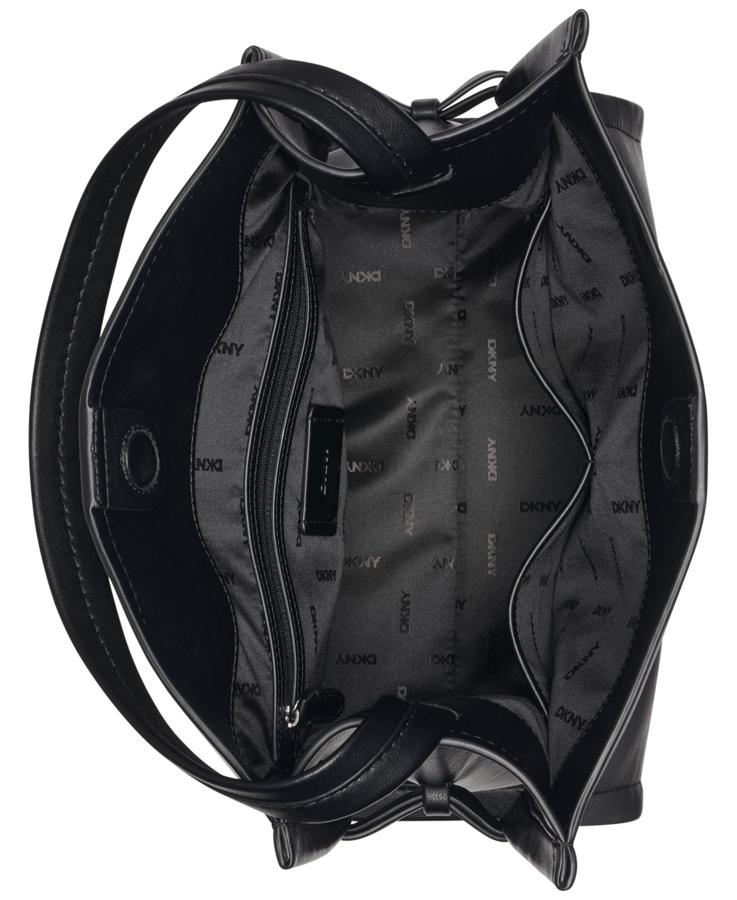 Женская сумка DKNY Bridie Medium Bucket, цвет: Чёрный / Серебряный — фото 4